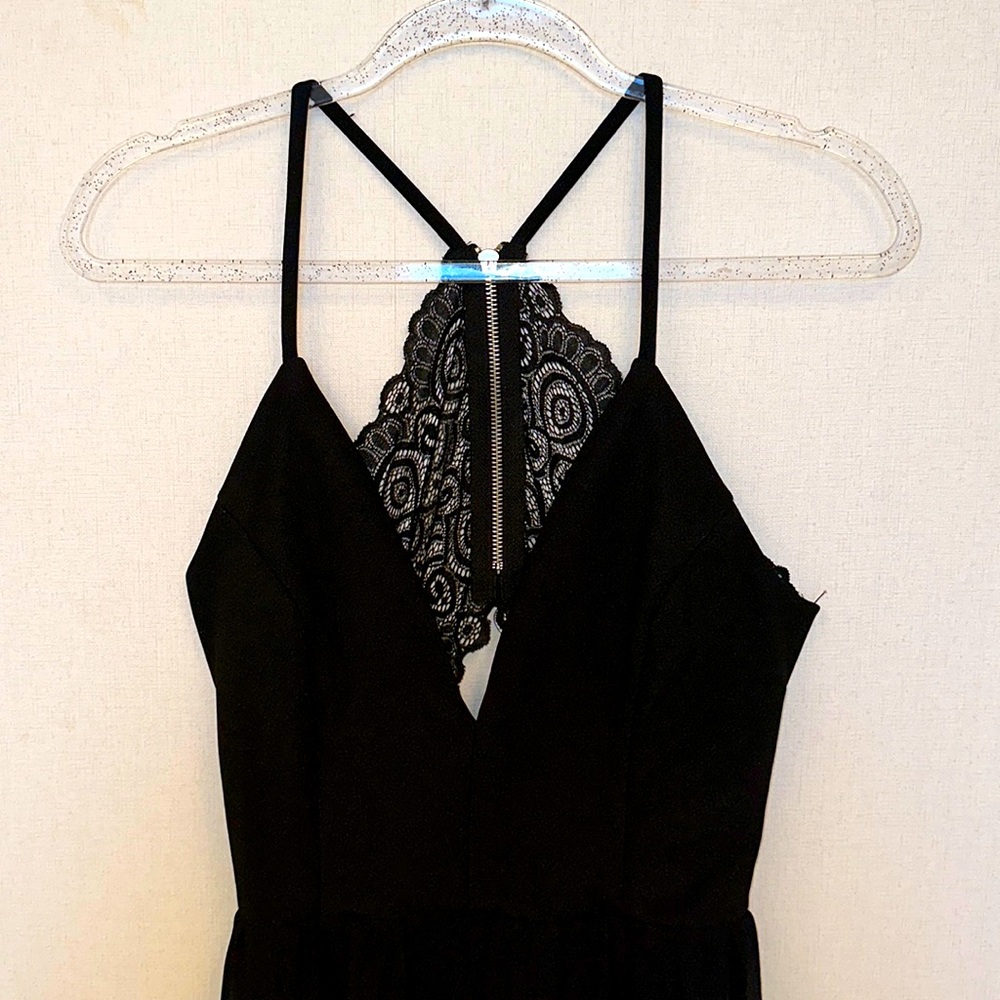 Windsor Black Lace Halter Jumpsuit
